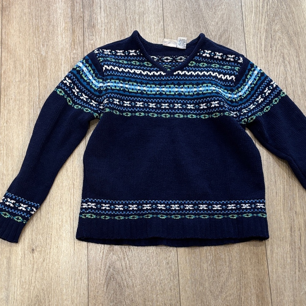 Cherokee Navy and Green V-Neck Sweater